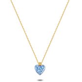 Collier Twice As Nice en argent plaqué or 18 carats, coeur, cristaux bleu clair 40 cm + 3 cm