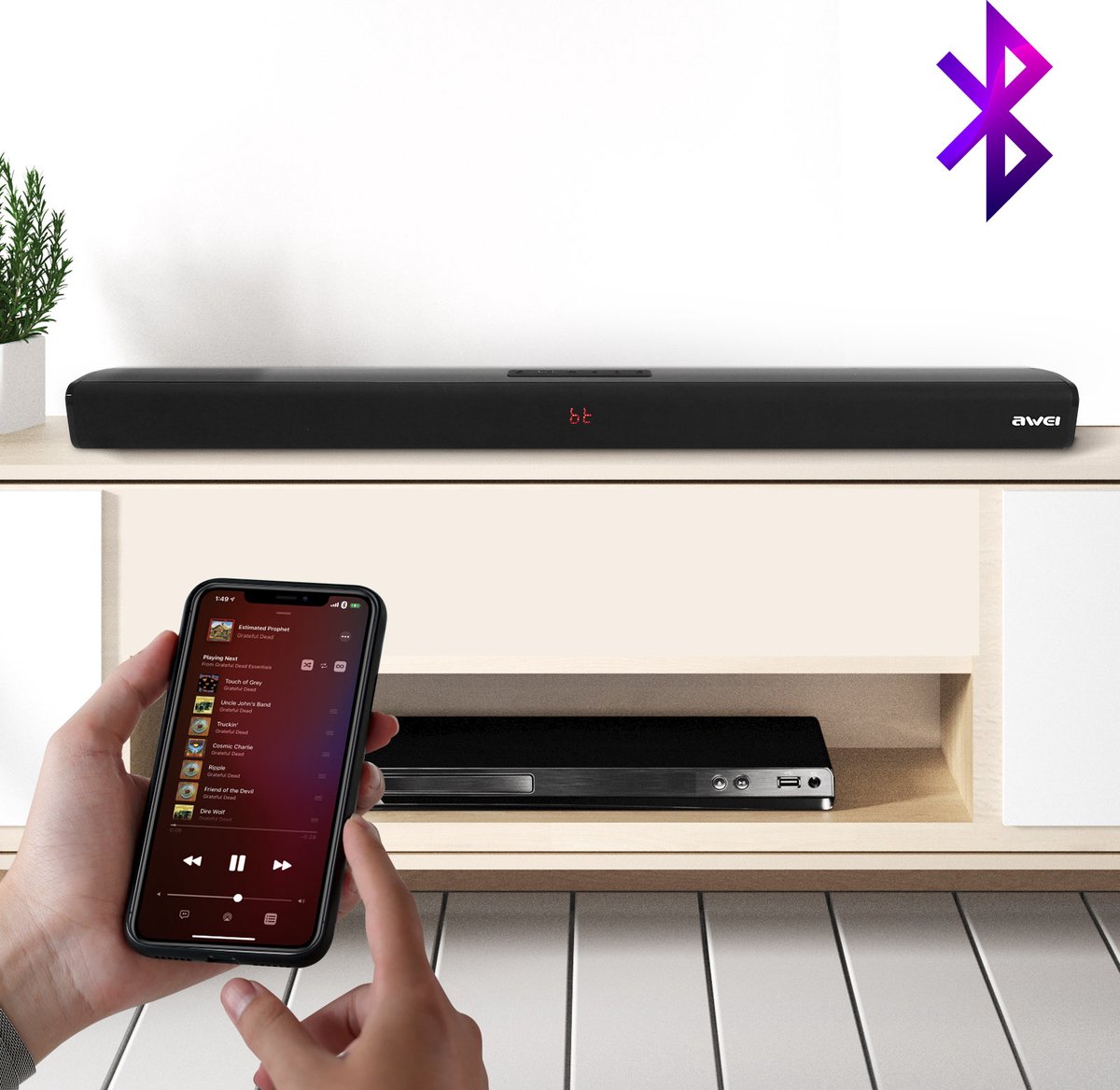 Bluetooth 5.0 Soundbar 50W Vermogen Afstandsbediening Awei - afbeelding 3