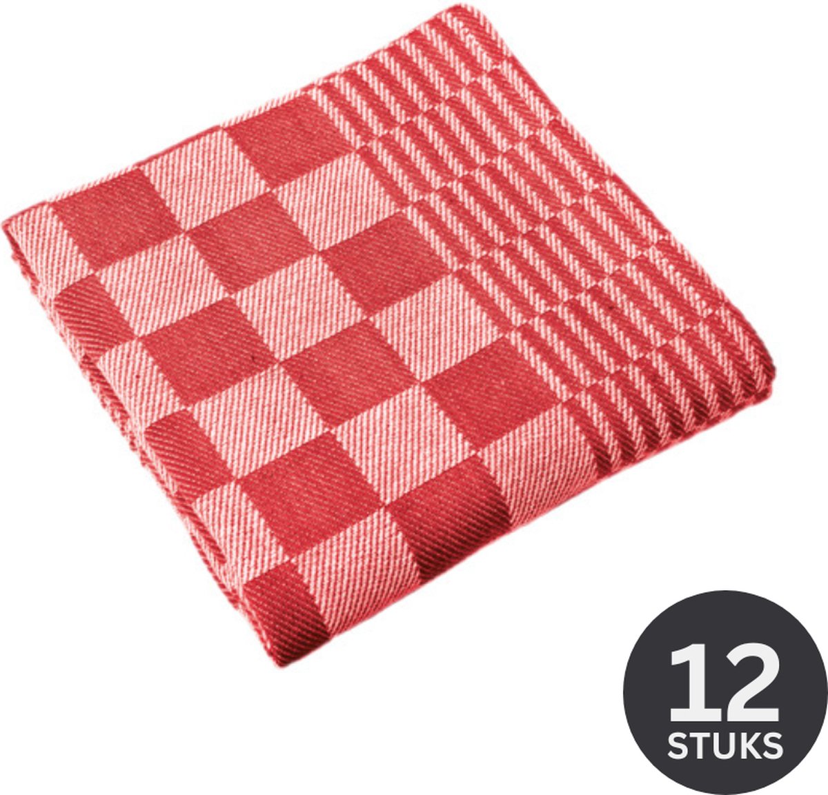Tiseco Home Studio - Keukenhanddoek MINEUR - SET/12 - 100% katoen - ultra-absorberend - sneldrogend- duurzaam materiaal - 65x65 cm - Rood