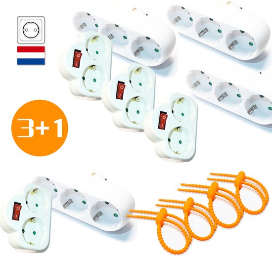 Colorful Sun® Stopcontact splitter - Verdeelstekker - 3+1 paar ...