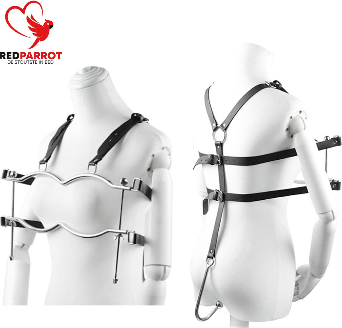 Goedkoopste Borsten bondage met Anale haak - BDSM - Crusher - Harnas - Verstelbaar - One size
