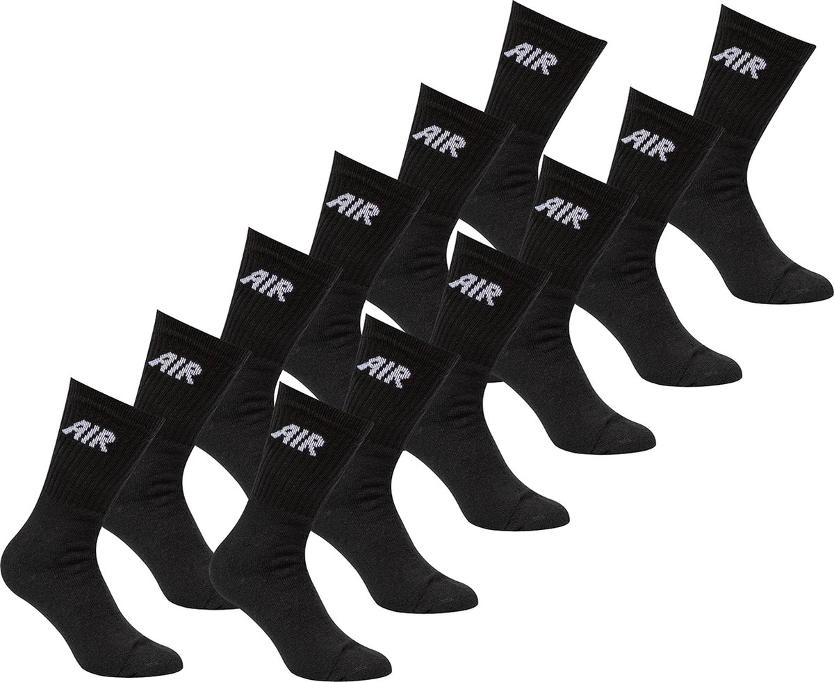 'Air'- Sport - sokken - 12 - pak - zwart - 35-38