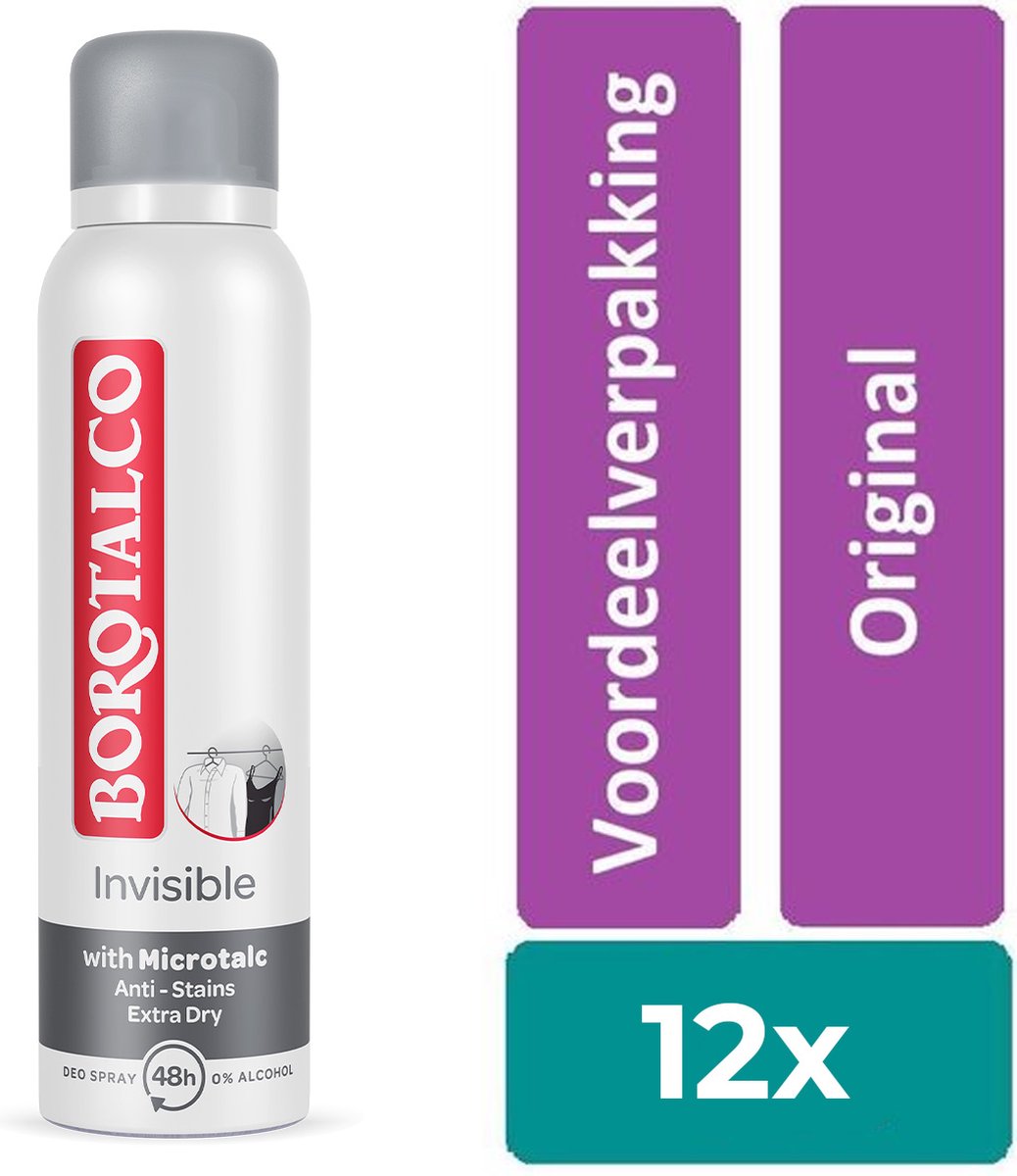 Borotalco Invisible spray - 12 stuks - voordeelverpakking