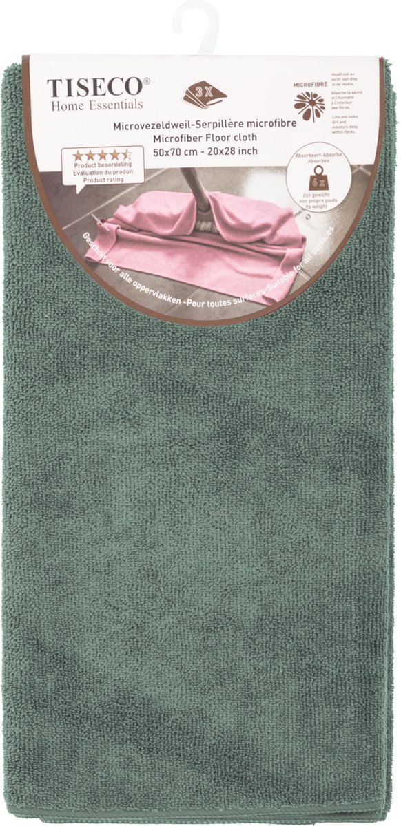 Goedkoopste Tiseco Home Studio - Microvezeldweil ESSENTIALS - SET/6 - 85 PE, 15 PA - microvezel - ultra-absorberend - sneldrogend - duurzaam materiaal - 50x70 cm - Saliegroen