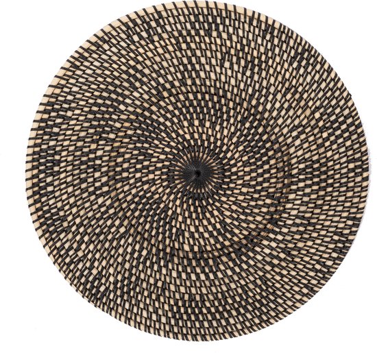 Placemat RATTAN, rond, SET/2, dia 36 cm, zwart