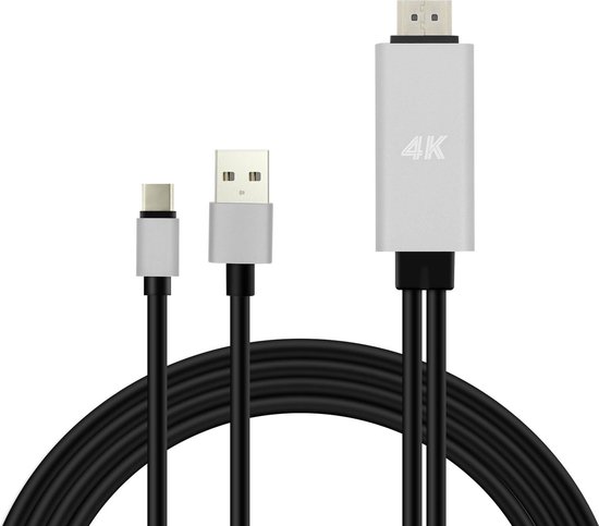 Câble Adaptateur Vidéo MHL USB Type C vers HDMI 4K 1.8m 4Smarts Zwart | bol.