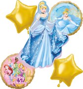 Disney Princess - Cendrillon - Ensemble de Ballon - 5 pièces - Ballon à hélium - Ballon aluminium joyeux anniversaire - Anniversaire.
