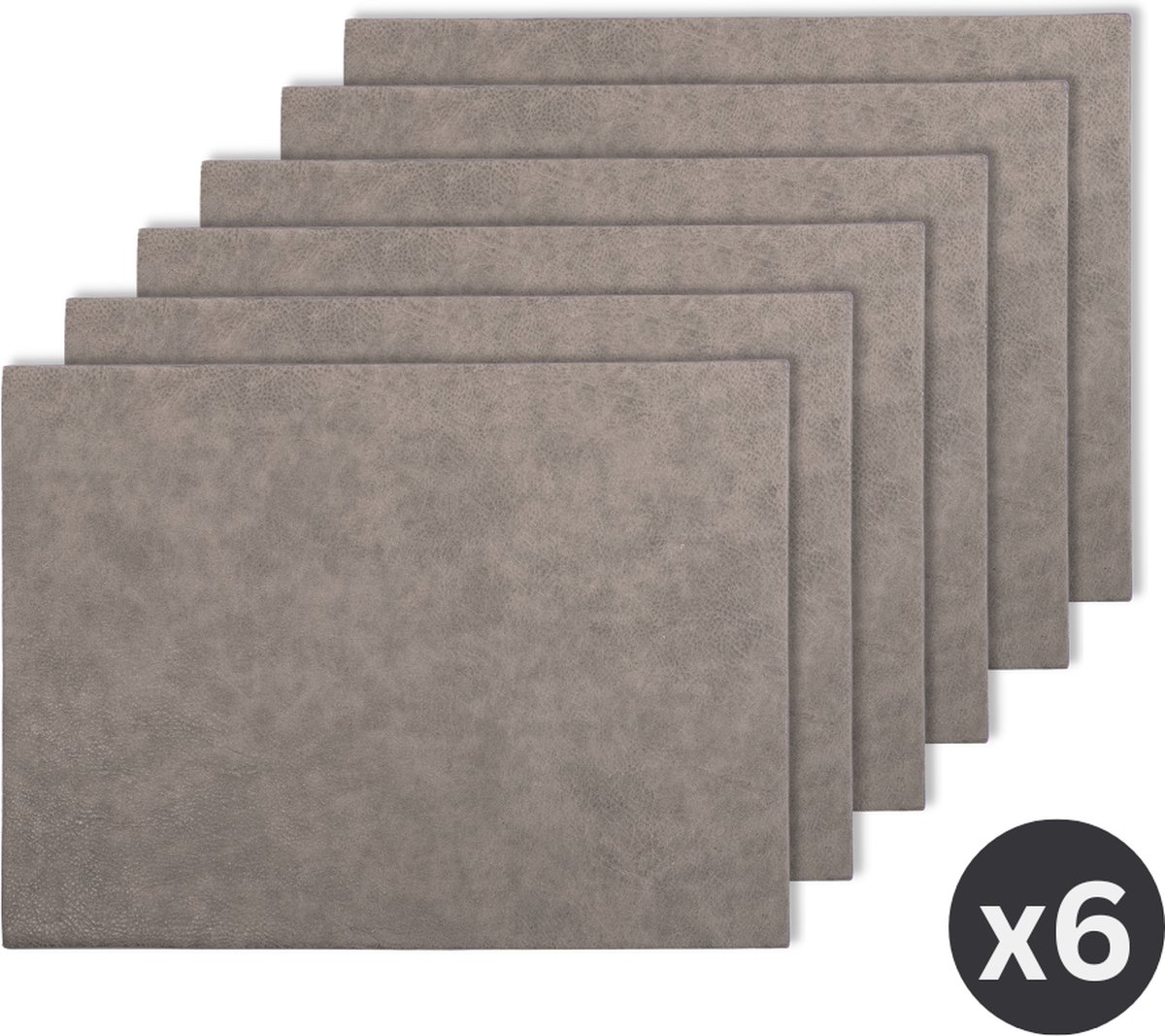 Placemat TROJA - SET/6 - kunstleer - 33x45 cm, charcoal