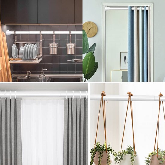 Tringle à Rideau Extensible PLAY IT - 167-300cm - Tringle à Rideau Autocollante - Wit