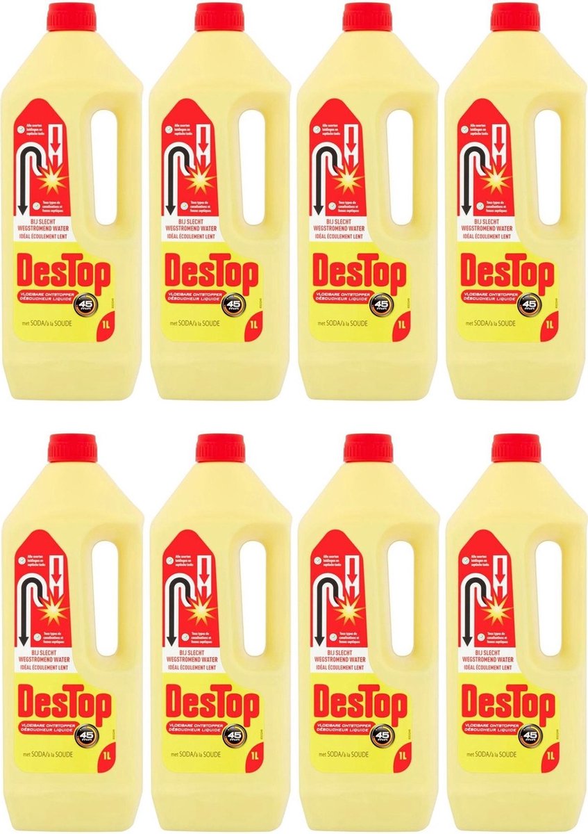 Destop Geel - Vloeibare krachtige ontstopper - 8 x 950ml