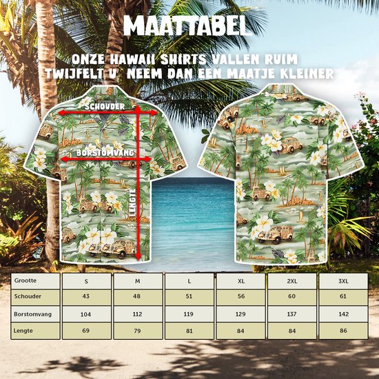 Hawaii Blouse Mannen - Shirt - Hemd - 100% Katoen - Overhemd Heren Korte Mouw - Made in Hawaii "Bloemen op Hawaii" Maat M
