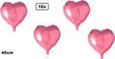 10x Ballon aluminium coeur rose (45 cm) - mariage mariage mariée coeurs ballon fête festival amour blanc