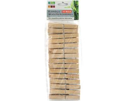 Jedermann wasknijpers -15x - bamboe hout - 9,5 cm
