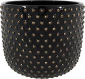 Ter Steege Plantenpot/bloempot Luxery Spike - keramiek - zwart - Bolletjes motief - D21 x H17 cm
