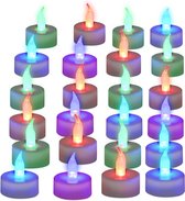 Theelichtjes - Waxinelichtjes LED - Theelichten - Op batterijen - LED verlichting - Kaarsjes - 24 stuks - multicolor