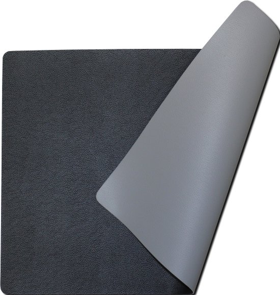 Set de table lavable Luxe - Rectangulaire 45cmx31cm - double face - Skai noir/gris - Par lot de 12 pièces