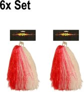 6x Cheerball ringgreep set Rood/Wit - Themaparty - Themafeest sport festival fun party thema feest