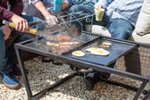 La Hacienda Multifunctionele Vuurtafel - Grillen - Barbecue voor Buiten - Grillplaat - Gebruik als Grill, Bakplaat of Vuurtafel - Zwart Staal - 87x60x40cm
