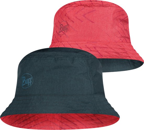 BUFF® Travel Bucket Hat COLLAGE RED-BLACK S/M - Zonnehoed
