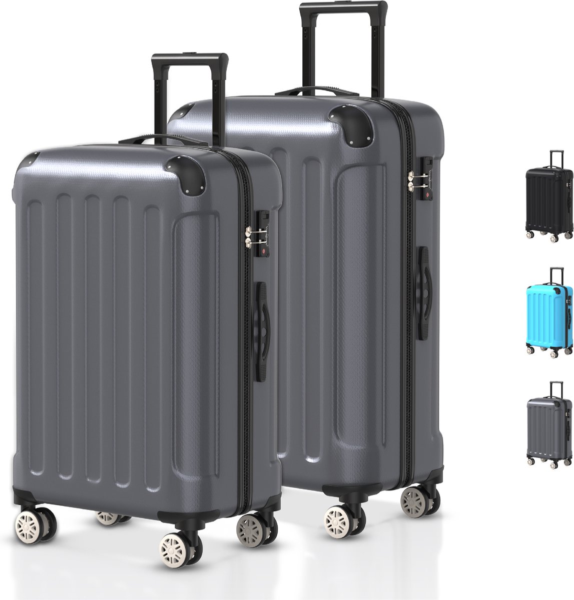 Voyagoux® Kofferset 2 delig - ABS kofferset - M / L - Koffer - Donkergrijs