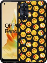 Cazy Hoesje Zwart geschikt voor Oppo Reno8 4G T Emoji