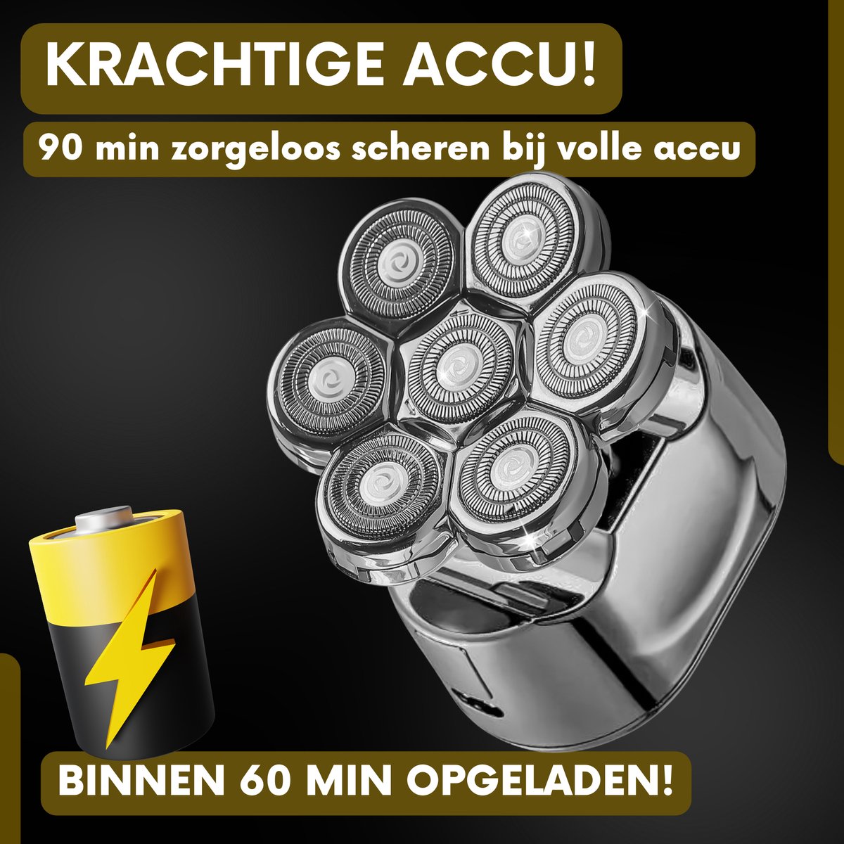 6-in-1 Scheerapparaat Mannen – Trimmer - Sansbeauté® Skull Sharp V1 | 7 Head - Nat & Droog - Electric Face Head & Hair Shaver – Hoofd Kaal Scheren - Opzetstukken - Elektrisch thumbnail 4