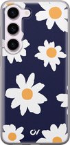 Hoesje geschikt voor Samsung Galaxy S23 - Sweet Daisies - Bloemen - Blauw - Soft Case Telefoonhoesje - TPU Back Cover - Casevibes