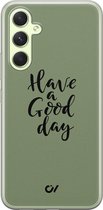 Hoesje geschikt voor Samsung Galaxy A54 - Good Day - Tekst - Groen - Soft Case Telefoonhoesje - TPU Back Cover - Casevibes