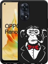 Cazy Hoesje Zwart geschikt voor Oppo Reno8 4G T Smoking Chimp