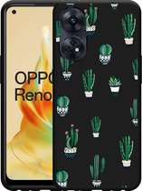 Cazy Hoesje Zwart geschikt voor Oppo Reno8 4G T Green Cactus