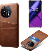 Coverup Dual Card Back Cover - Geschikt voor OnePlus 11 5G Hoesje - Bruin