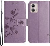 Coverup Bloemen & Vlinders Book Case - Geschikt voor Motorola Moto G13 / G23 / G53 Hoesje - Paars