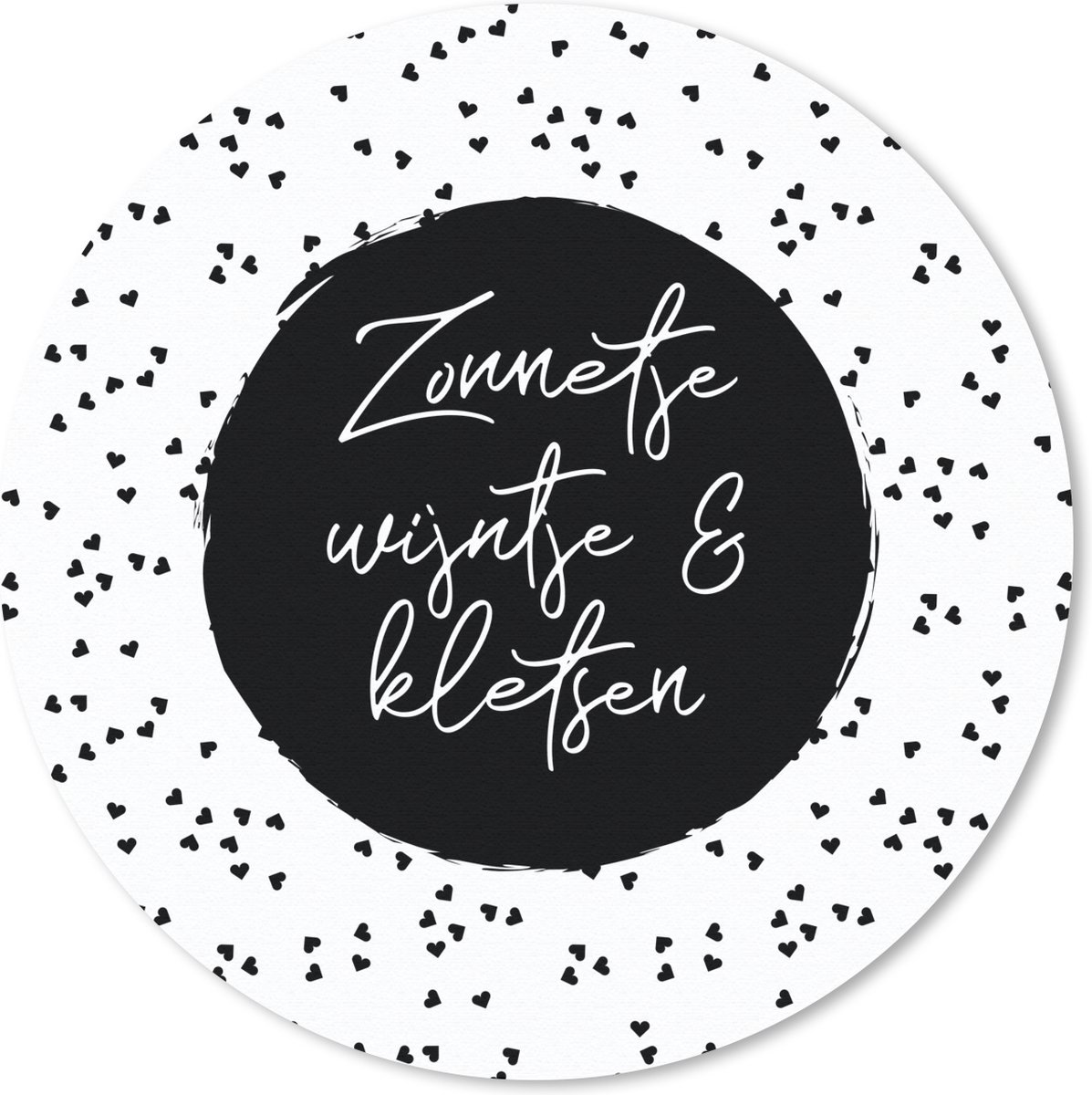 Muismat rond 20x20 cm - Mousepad Zonnetje, wijntje & kletsen - Quotes - Tekst - Wijn - Zomer - Ronde muismatten