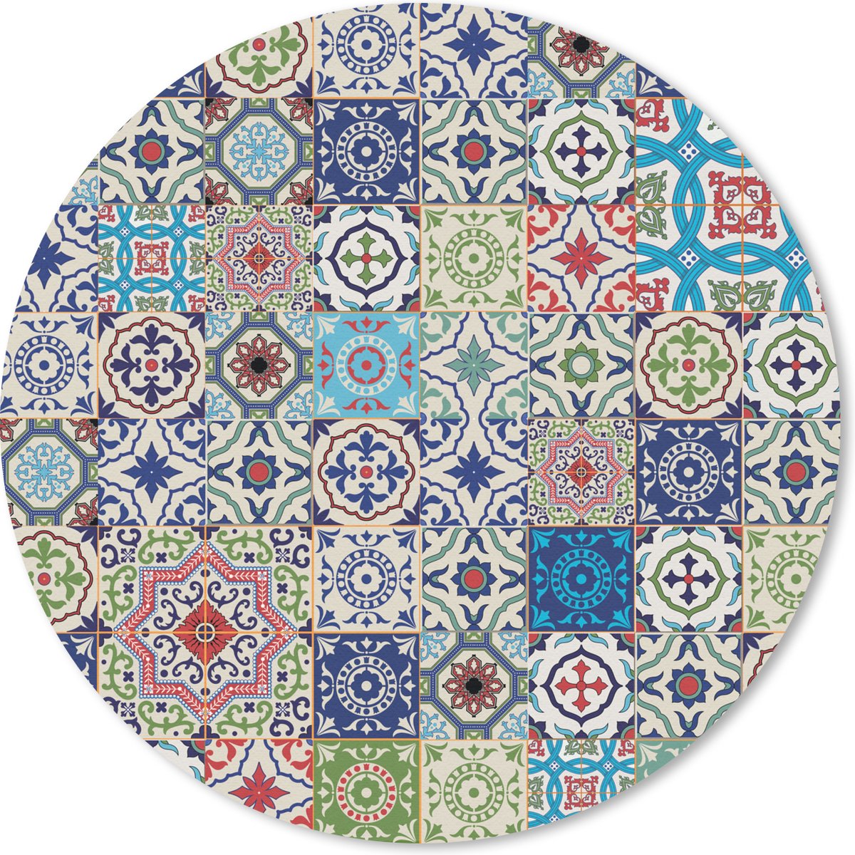 Muismat rond 40x40 cm - Mousepad Bloemen - Patronen - Groen - Blauw - Ronde muismatten