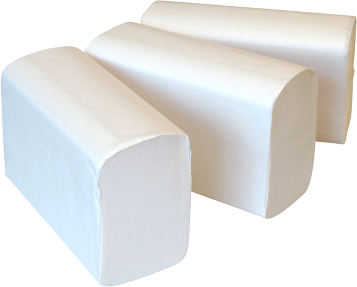 Qleaniq® Handdoek - Multivouw - papier - 20.6cm - 32cm - wit - 3000 stuks