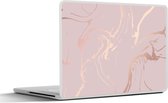 Laptop sticker - 12.3 inch - Marmer - Roségoud - Lijn - 30x22cm - Laptopstickers - Laptop skin - Cover