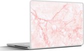 Laptop sticker - 10.1 inch - Marmer - Wit - Roze - Chic - 25x18cm - Laptopstickers - Laptop skin - Cover