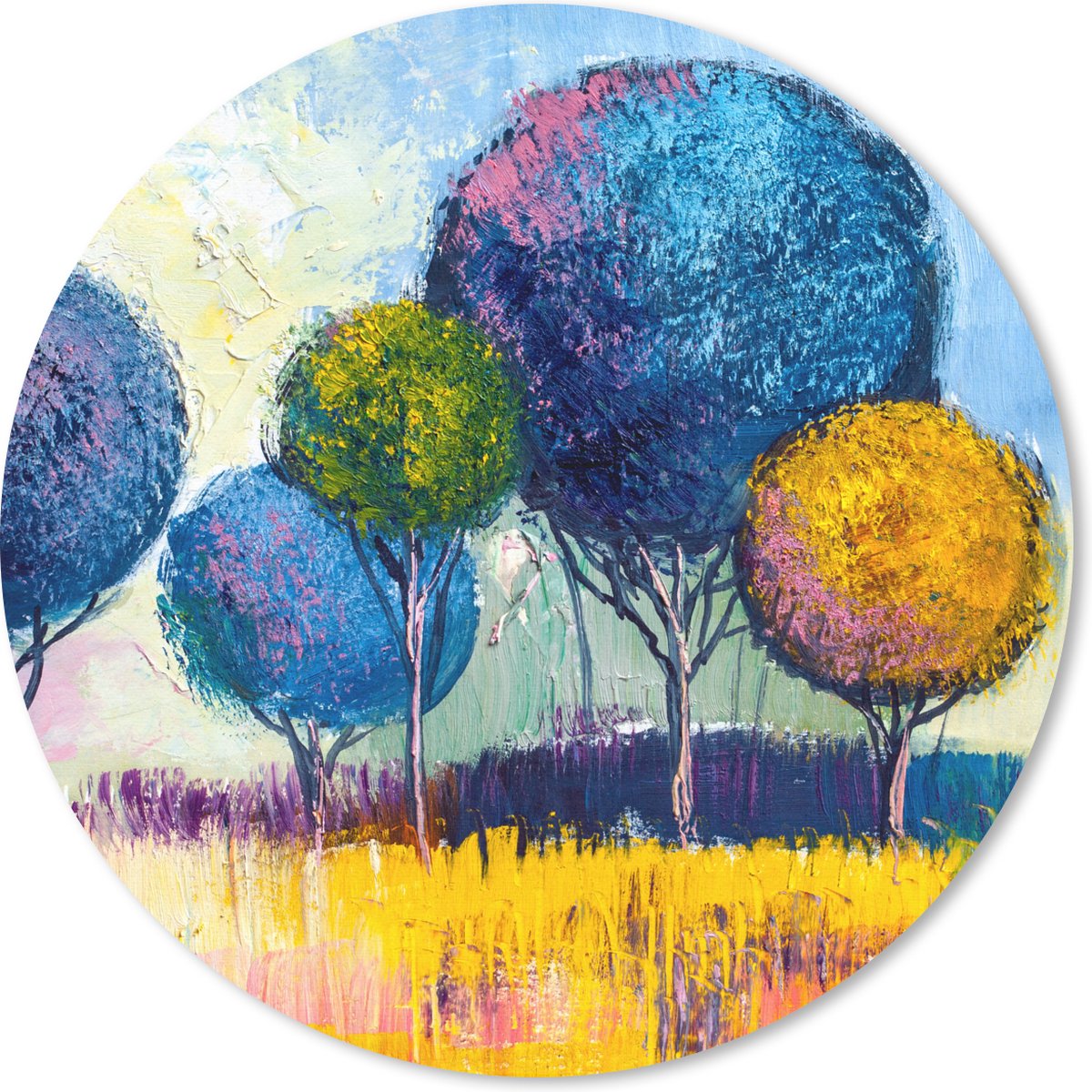 Muismat rond 50x50 cm - Mousepad Schilderij - Olieverf - Boom - Natuur - Ronde muismatten