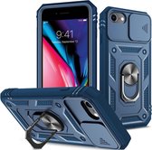 Coverup Ring Kickstand Back Cover met Camera Shield - Geschikt voor iPhone SE (2022/2020), iPhone 8 / 7 Hoesje - Blauw