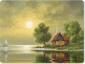 Muismat - Mousepad - Schilderij - Olieverf - Huis - Natuur - Water - 23x19 cm - Muismatten
