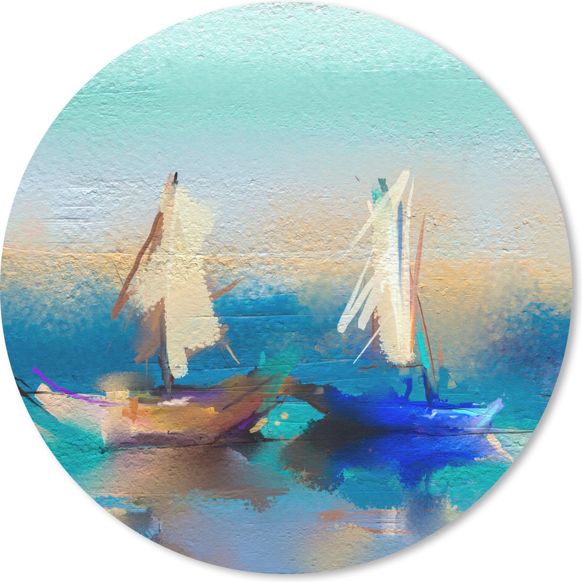 Muismat rond 50x50 cm - Mousepad Schilderij - Olieverf - Boot - Abstract - Ronde muismatten