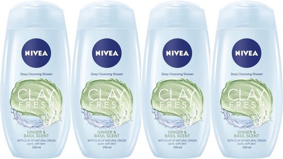 Foto: Nivea douchegel clay fresh ginger basil 4 x 250 ml