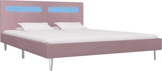 vidaXL-Bedframe-met-LED-stof-roze-180x200-cm