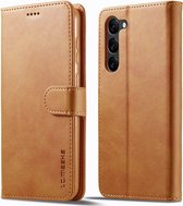 LC.IMEEKE Luxe Book Case - Geschikt voor Samsung Galaxy S23 Plus Hoesje - Bruin