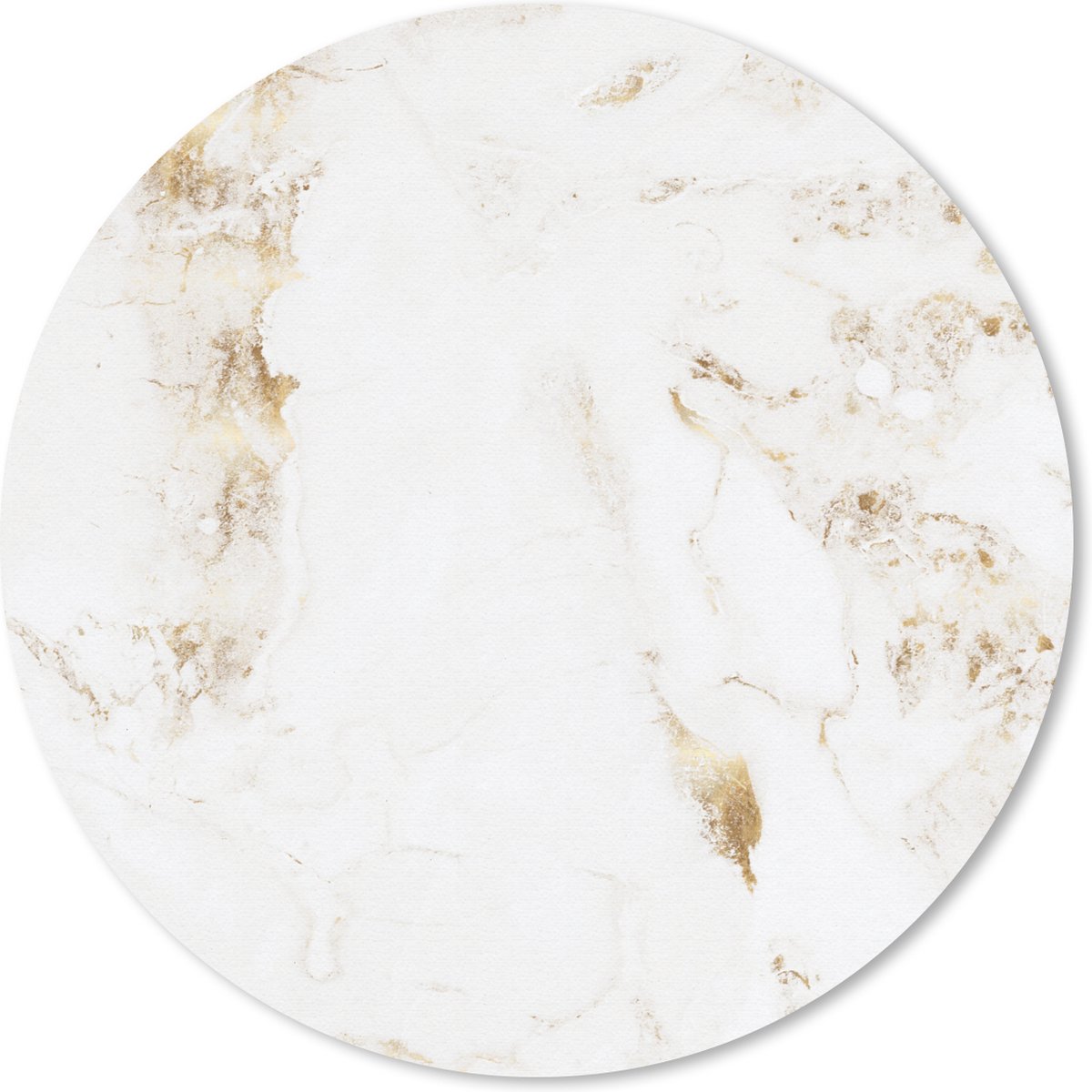 Muismat rond 50x50 cm - Mousepad Marmer - Goud - Wit - Patroon - Ronde muismatten