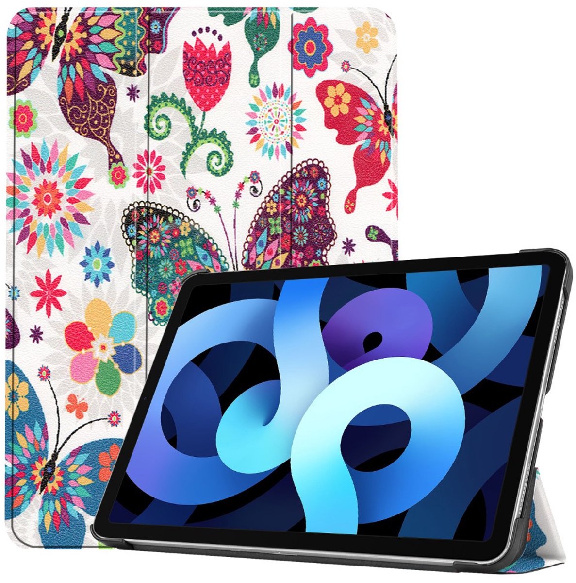 Tablethoes geschikt voor iPad Air (2020/2022) Hoesje - Tri-Fold Book Case - Vlinders