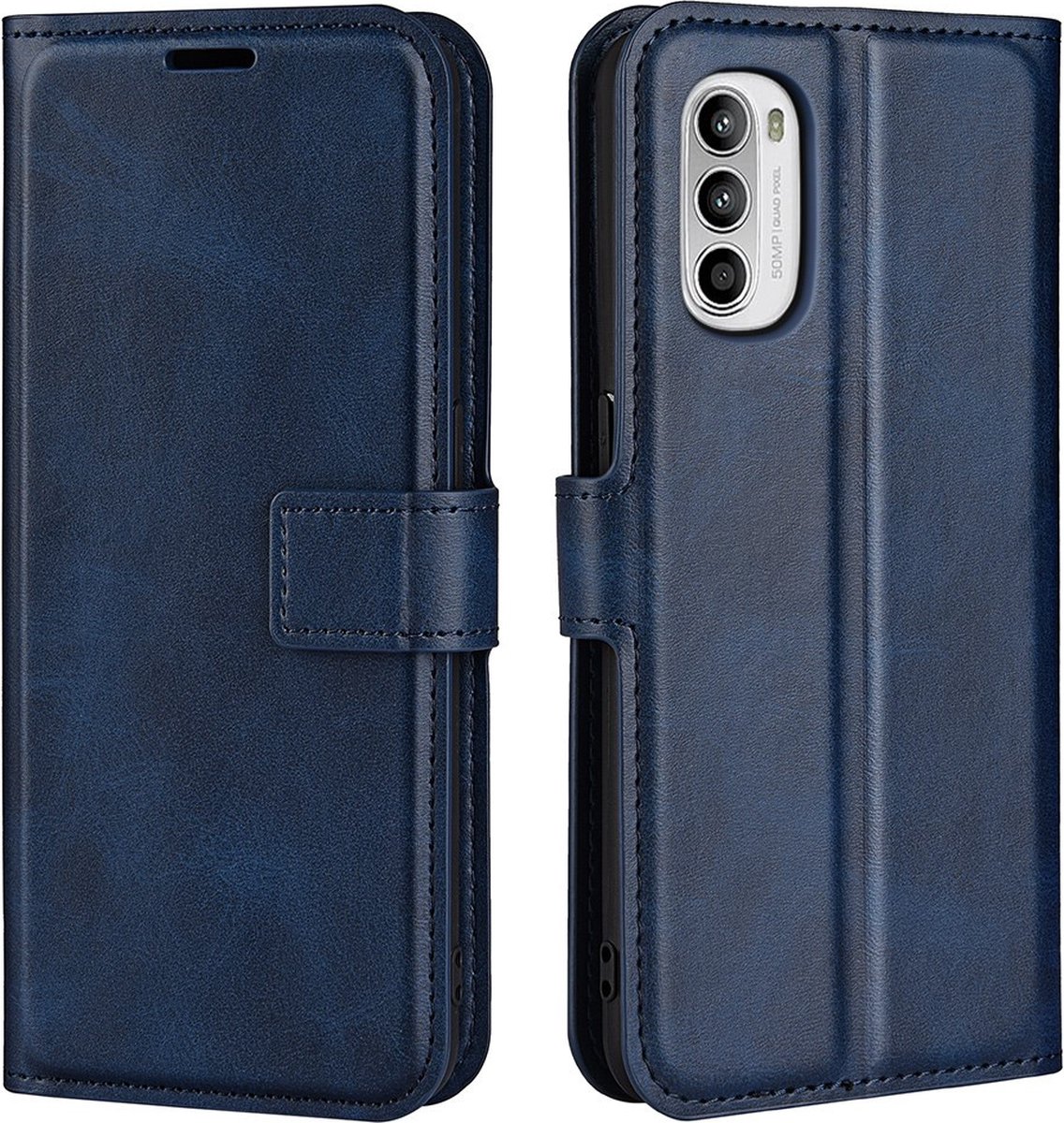 Coverup Deluxe Book Case - Geschikt voor Motorola Moto G52 / G82 Hoesje - Blauw