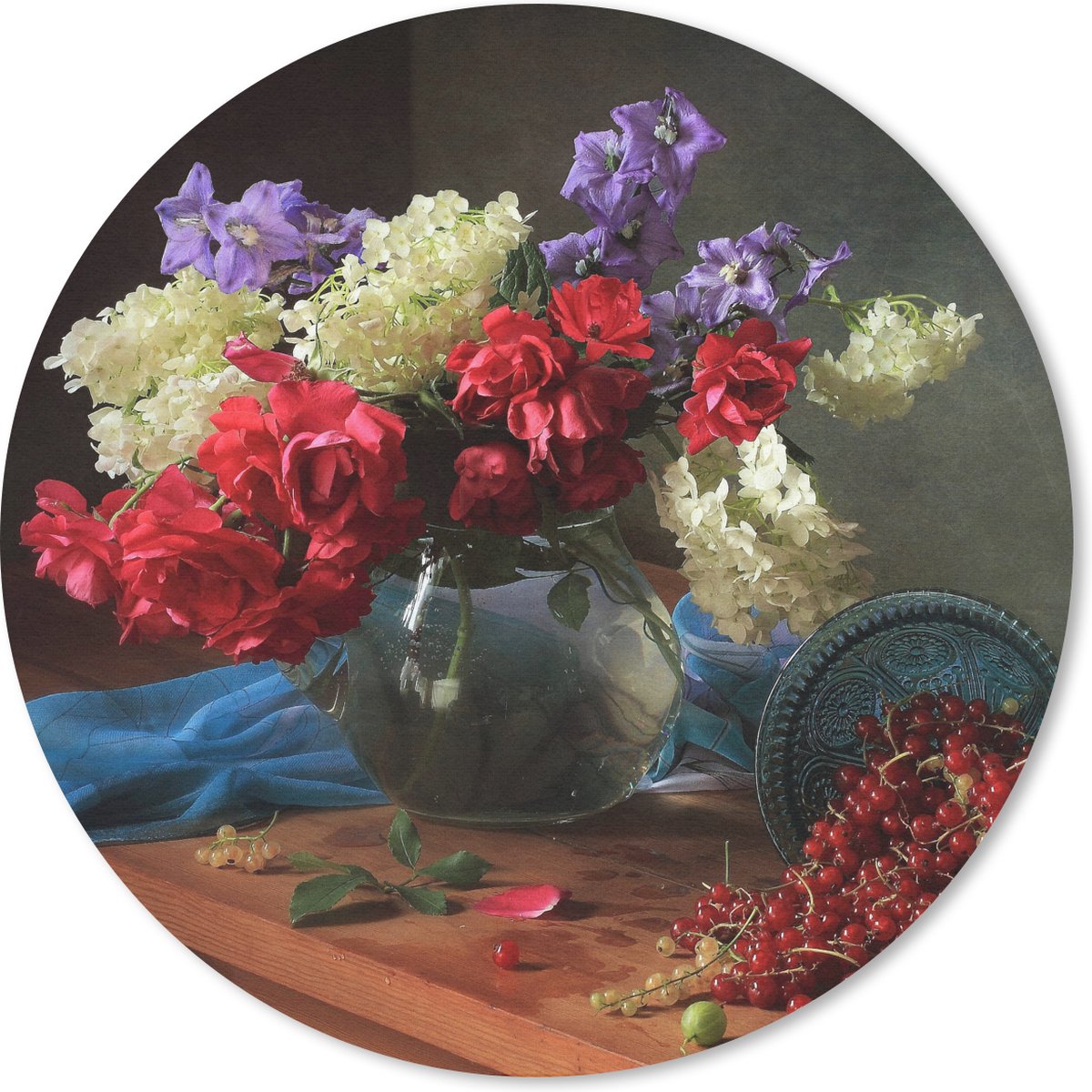 Muismat rond 40x40 cm - Mousepad Kleuren - Fruit - Stilleven - Ronde muismatten