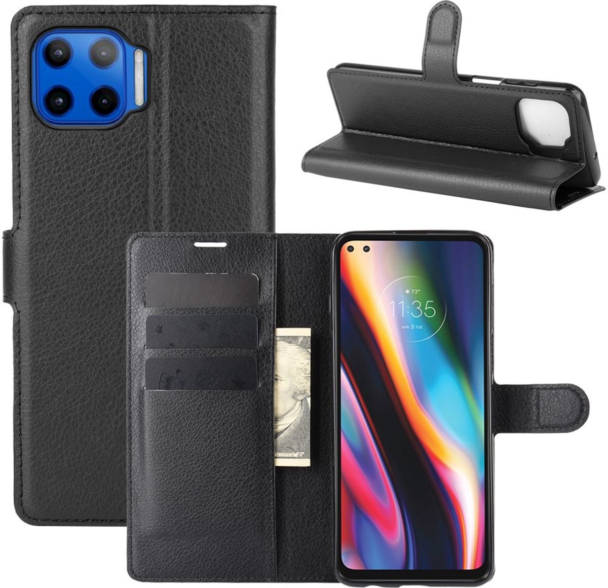 Coverup Hoesje - Geschikt voor Motorola Moto G 5G Plus Hoesje - Coverup Book Case - Zwart