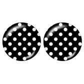 Clip oorbellen- zwart -Witte stip- 2 cm-geen gaatjes- Charme Bijoux